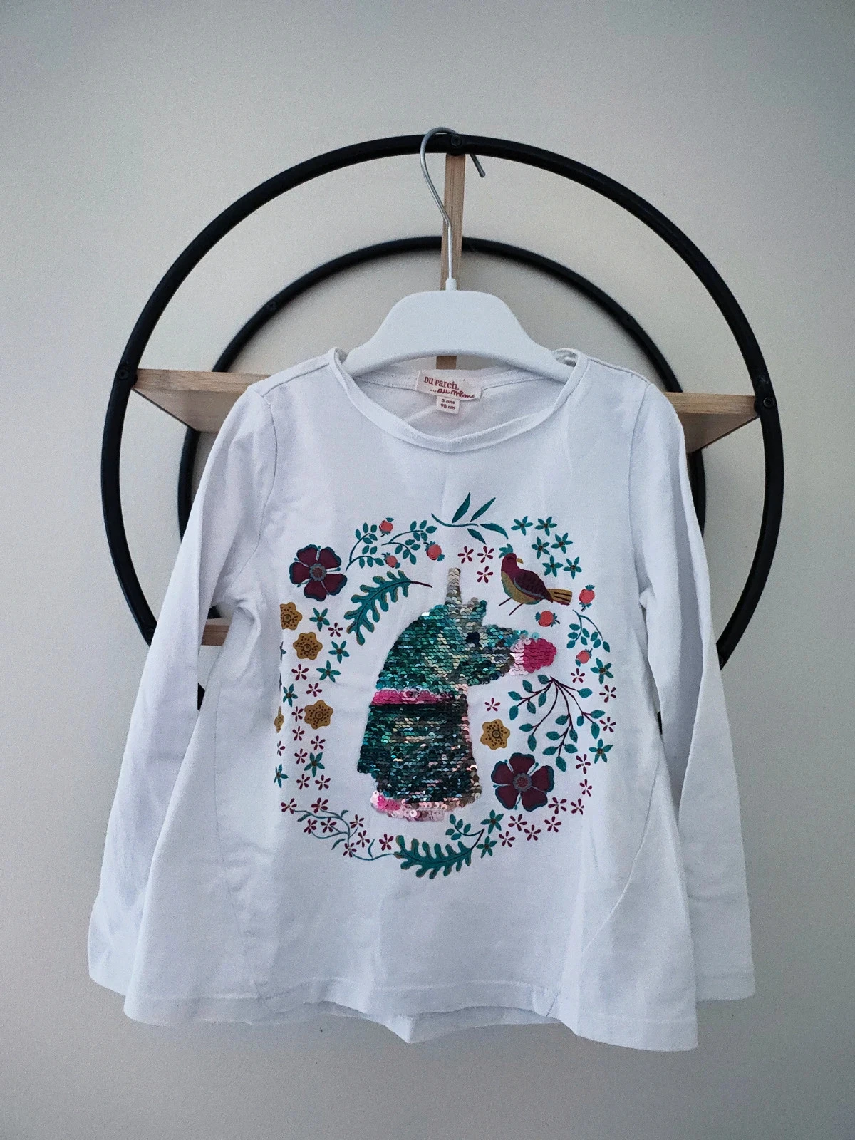 36 mois 3 ans Teeshirt sequin licorne dpam du pareil au même